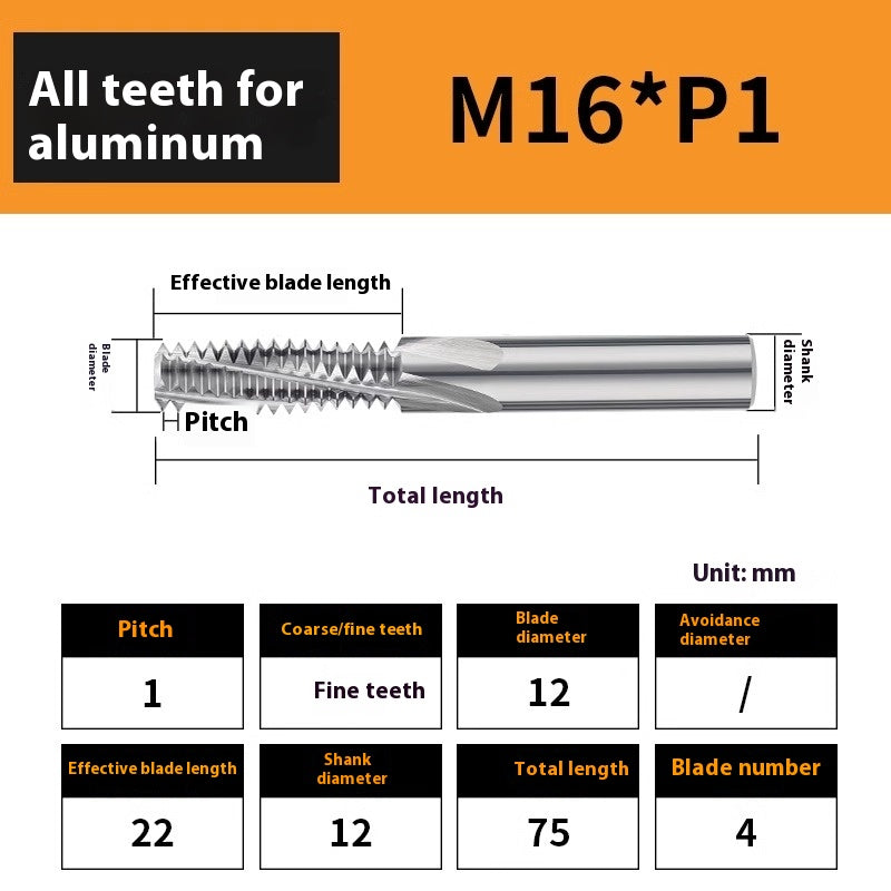 2136-65° aluminum with colorful thread milling cutter lengthened single tooth three-tooth full thread machining center tungsten carbide milling cutter M3M4M5 Shandong Denso Pricision Tools Co.,Ltd.